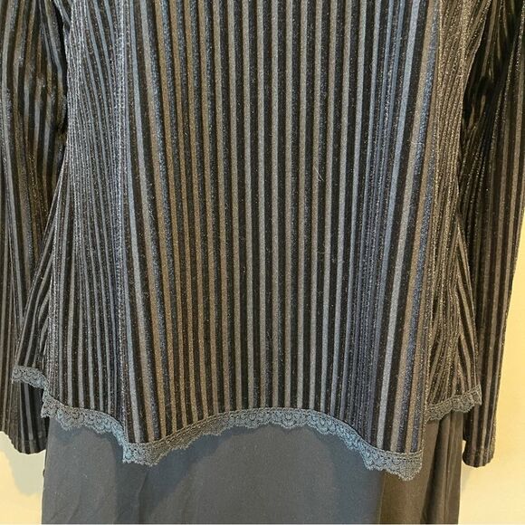 Boo Radley Australia Black Velvet Striped Long Sleeve Blouse Small - Picture 5 of 9